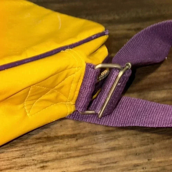 vintage yellow purple shoulder crossbody bag computer messenger bag adjustable - Picture 12 of 15